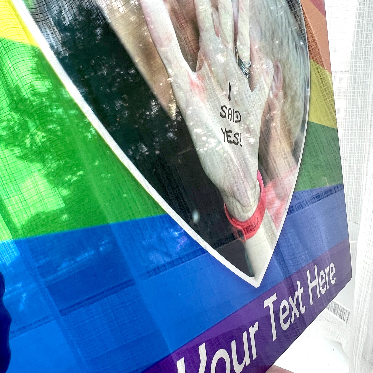 Pride Mirror Metal Rainbow Flag & Text Mirror Finish Sign