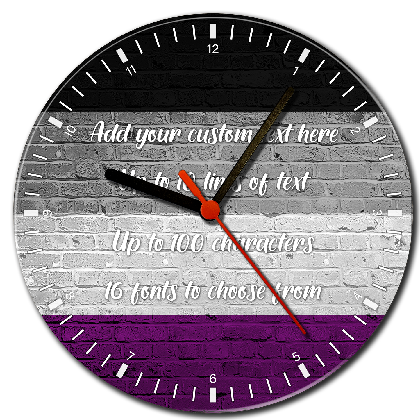 Asexual Pride Flag Glass Clock