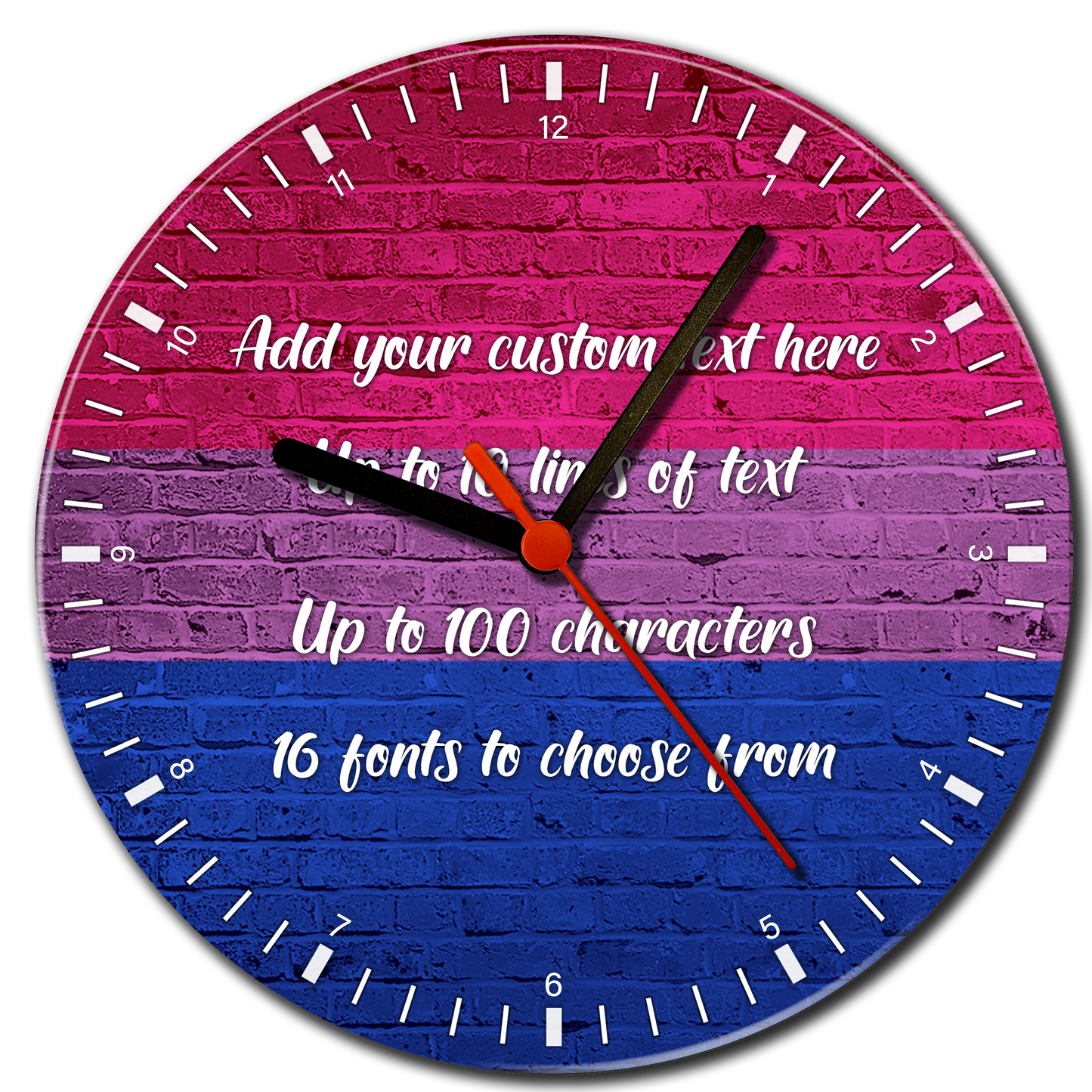 Bisexual Pride Flag Glass Clock