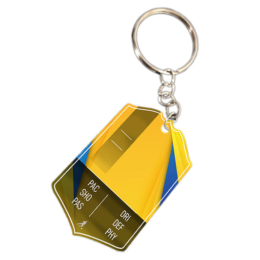 Yellow Blue Metal Football Stats Keyring