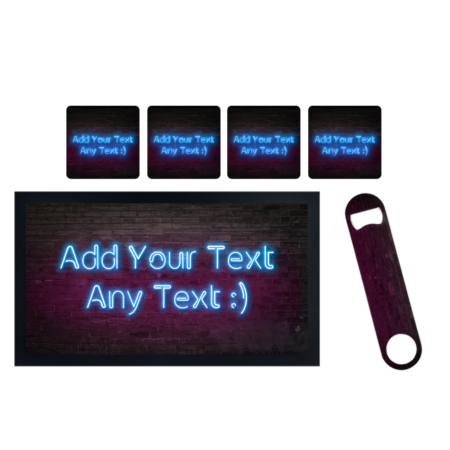 Personalised Neon Brick Bar Set