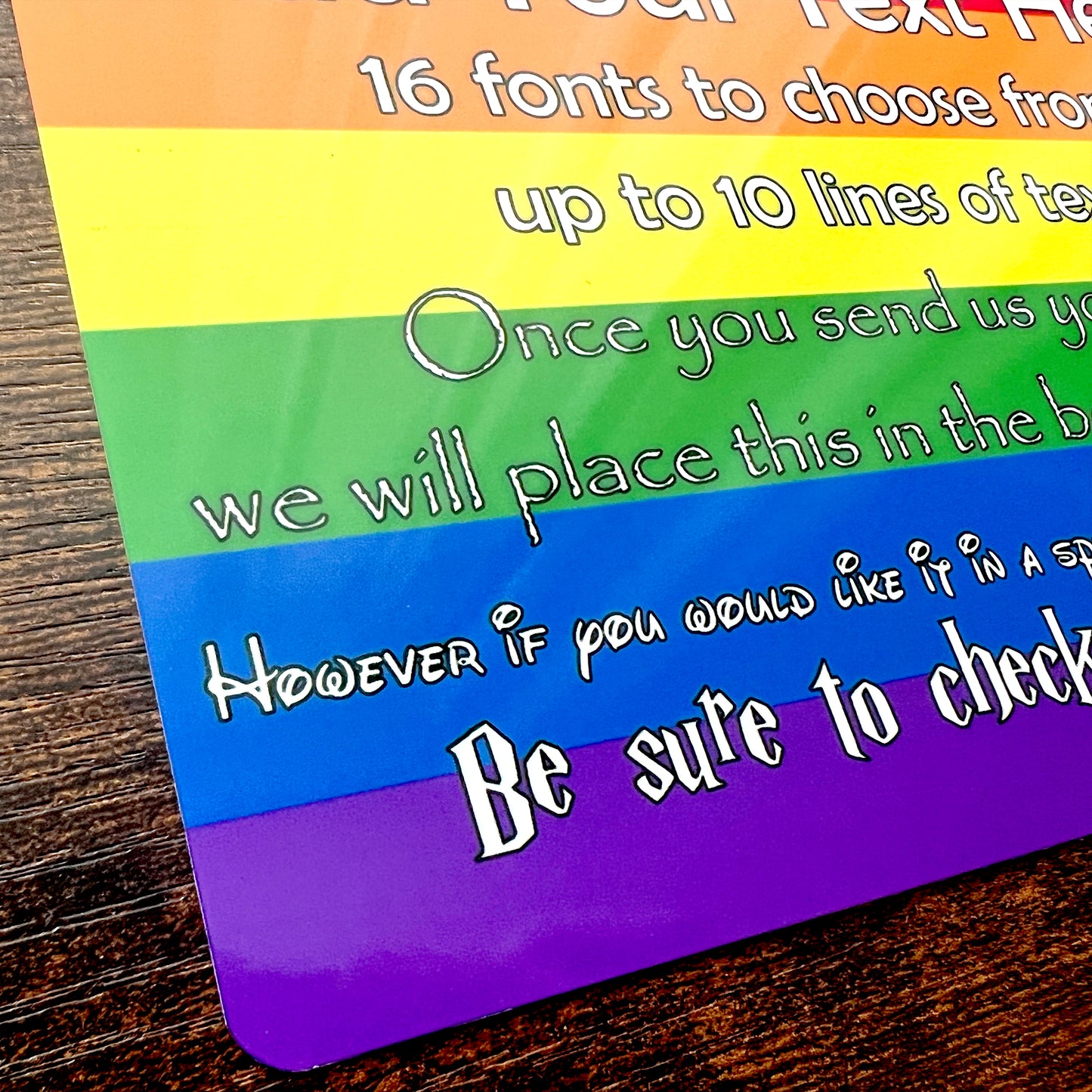 Pride Metal Rainbow Flag & Text Metal Sign