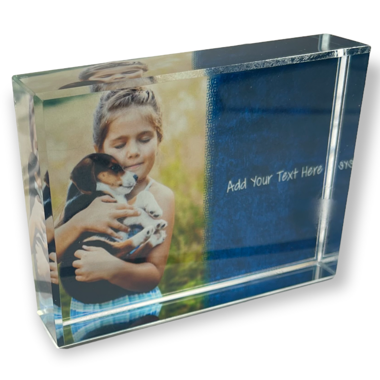 Metallic Blue Frame Crystal Block - shopquality4u