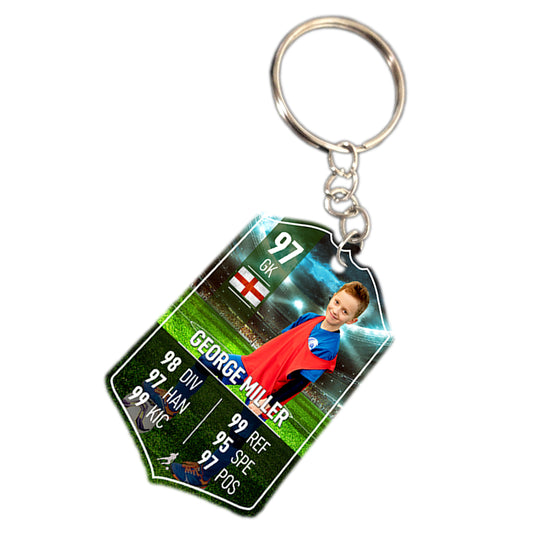 Field Metal Football Stats Keyring