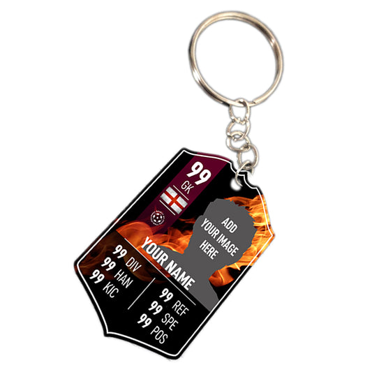 Fire Metal Football Stats Keyring