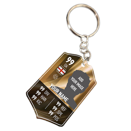 Gold Metal Football Stats Keyring