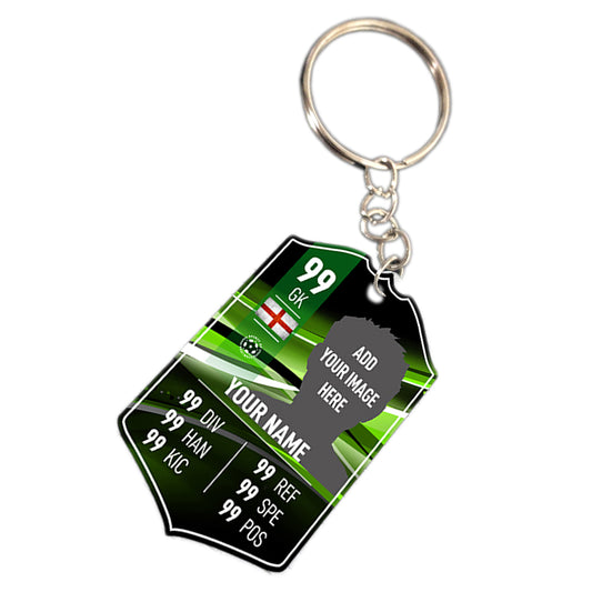 Green Metal Football Stats Keyring