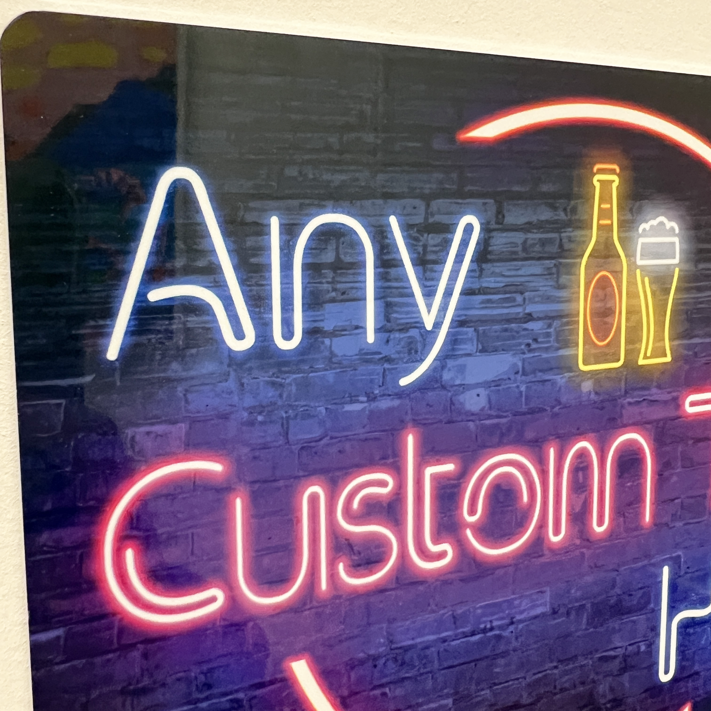 Neon Drink-Themed Metal Sign