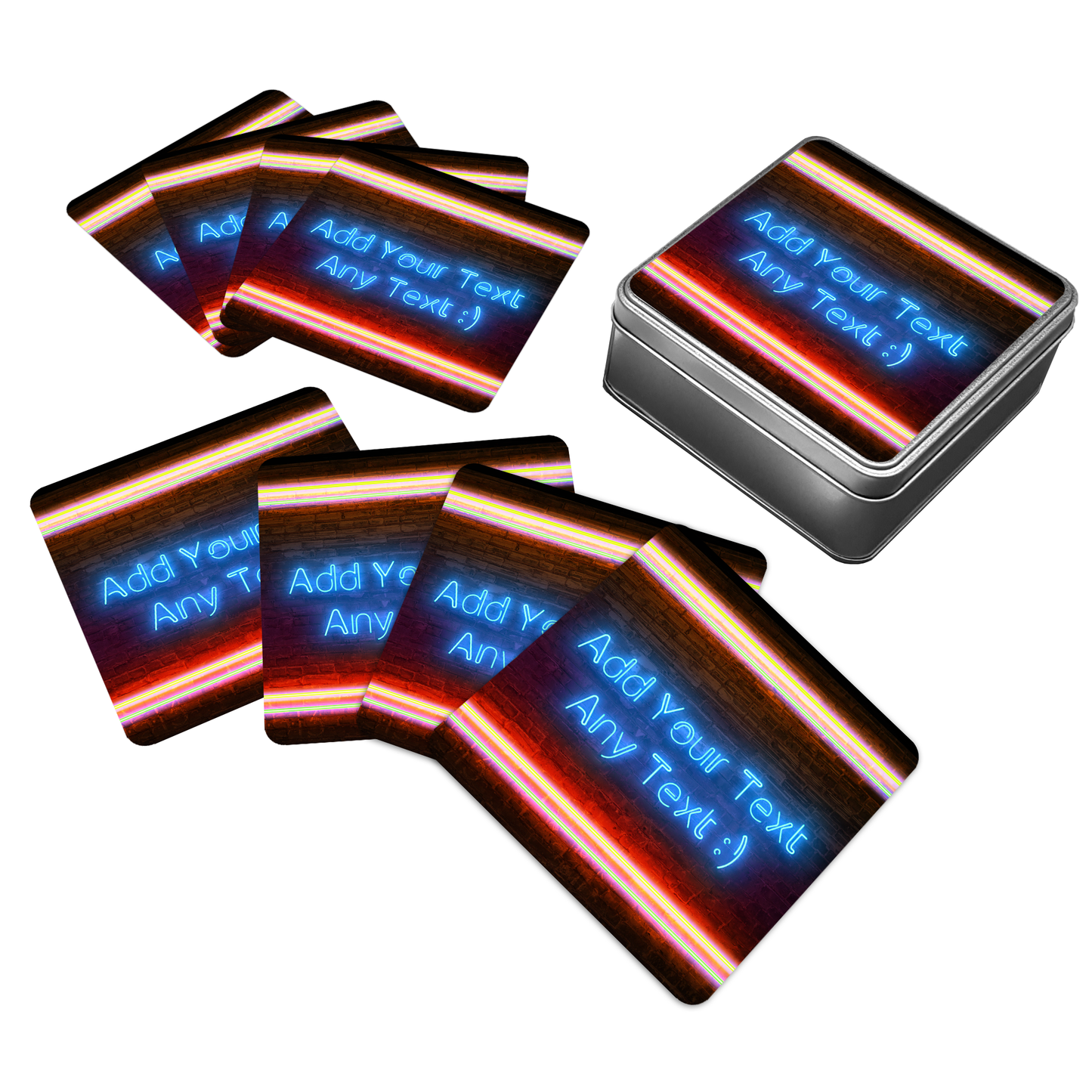 Personalisiertes neonrot gestreiftes Bar-Set