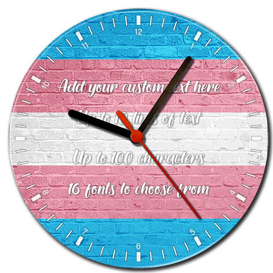 Trans Pride Flag Glass Clock