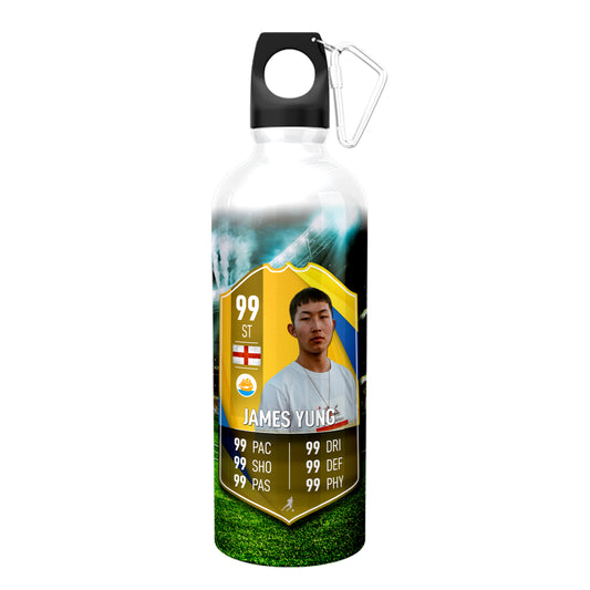 Yellow Blue Aluminium Football Stats Water Bottle