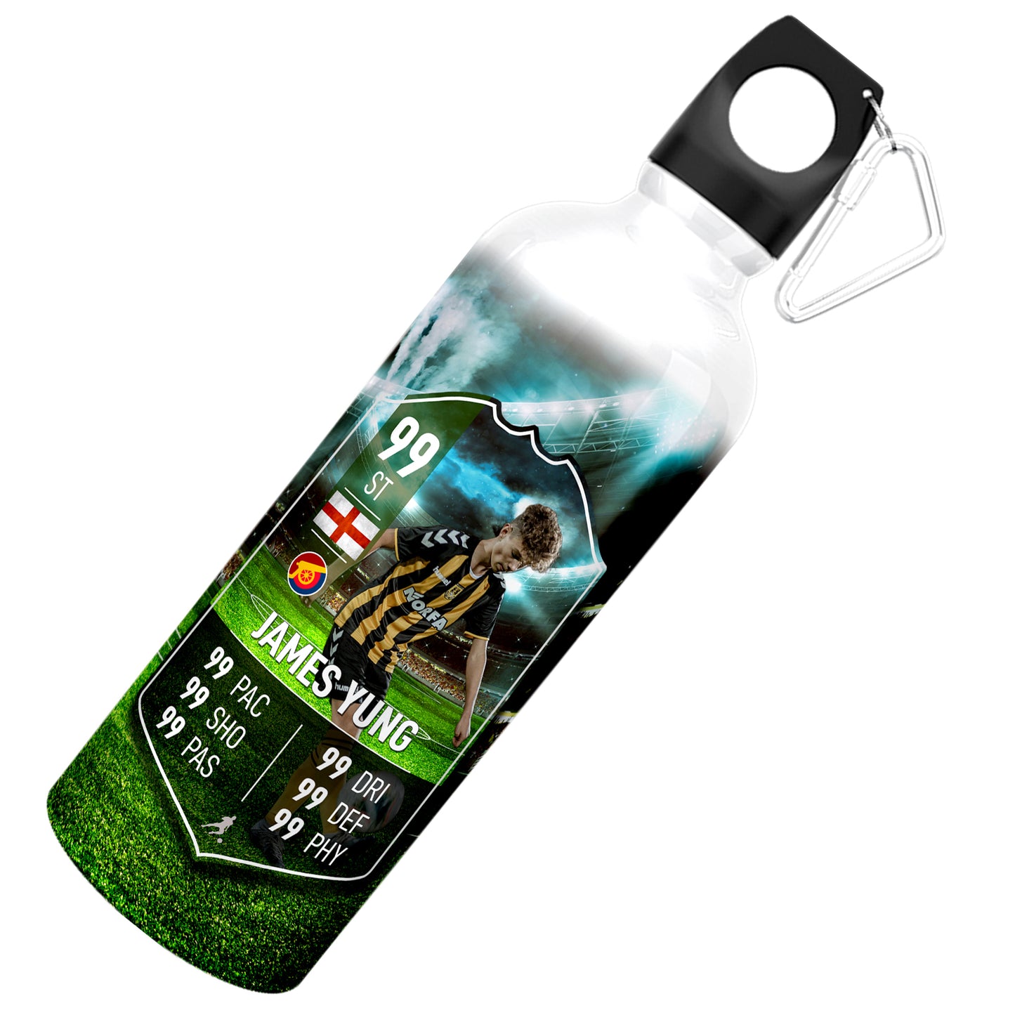 Field Background Aluminium Football Stats Water Bottle