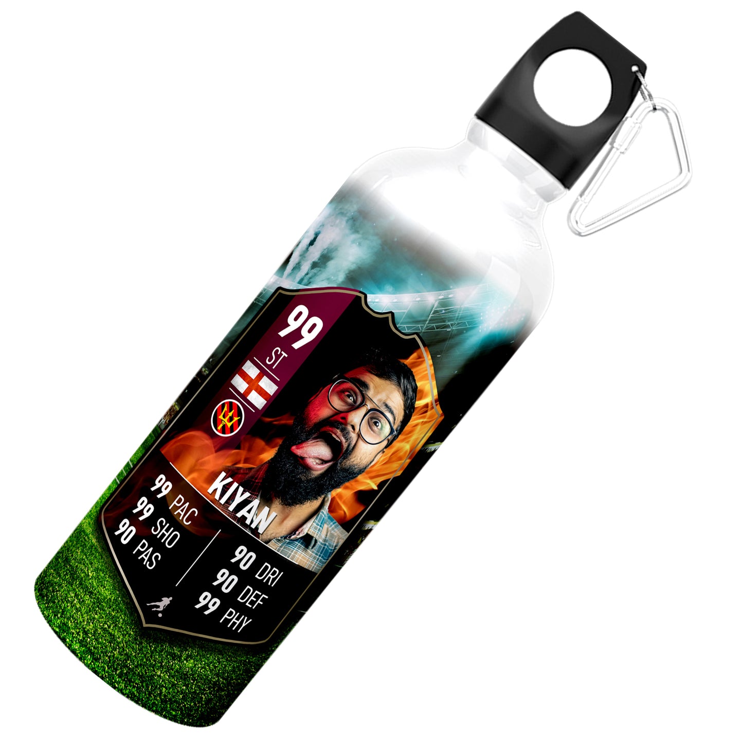 Fire Aluminium Football Stats Water Bottle