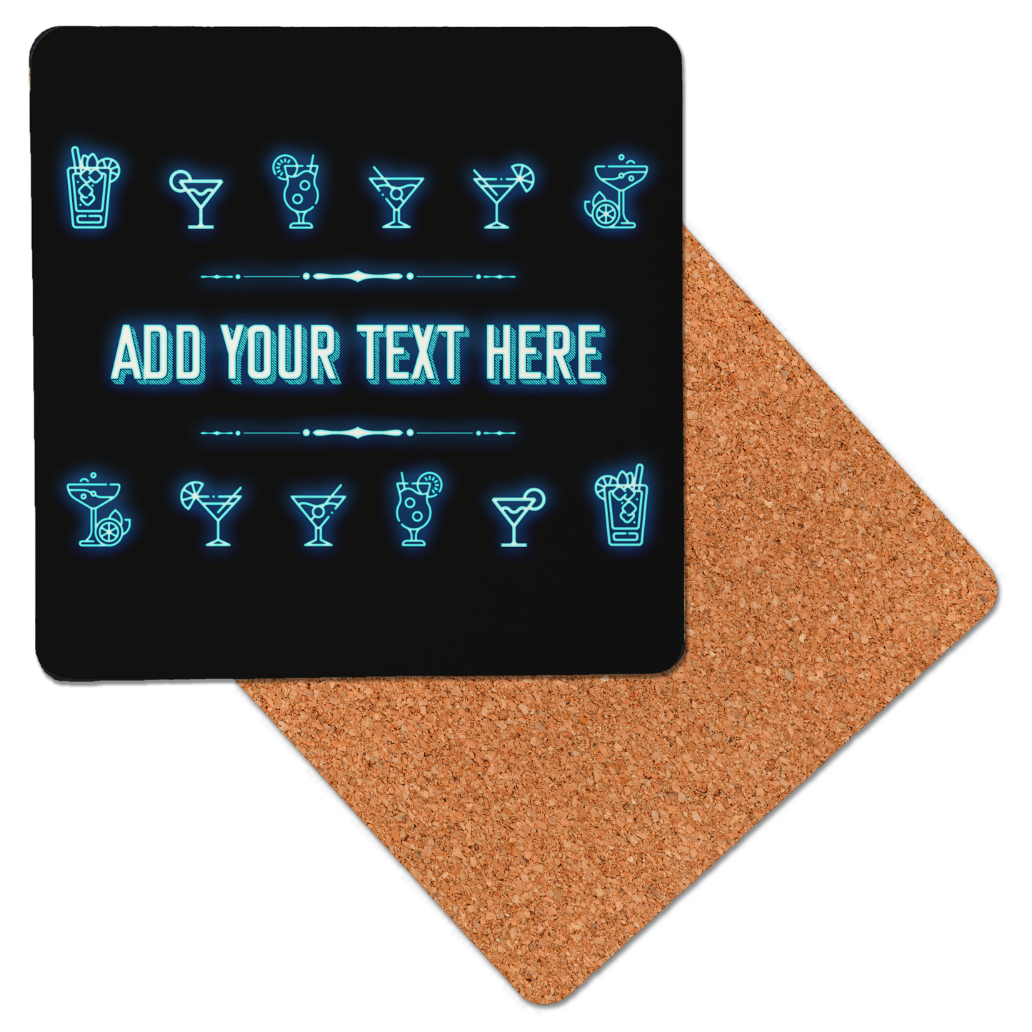 Ensemble de bar à cocktails bleu néon personnalisé