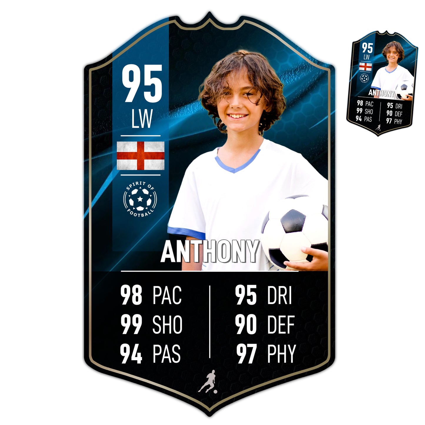 Blue Background Football Stats Shield