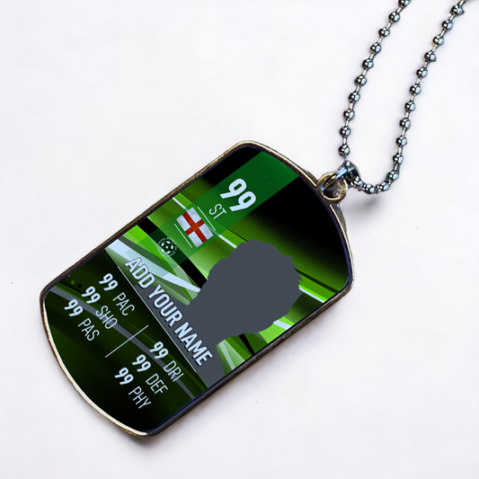 Green Background Football ID Tag Necklace - shopquality4u