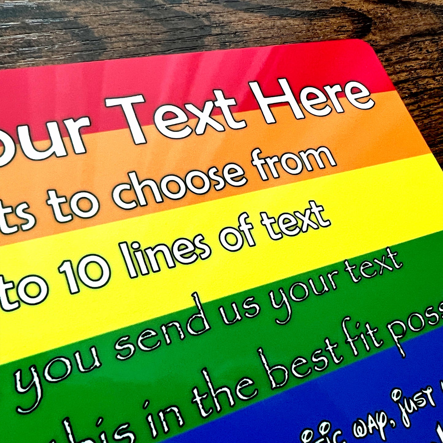 Pride Metal Rainbow Flag & Text Metal Sign