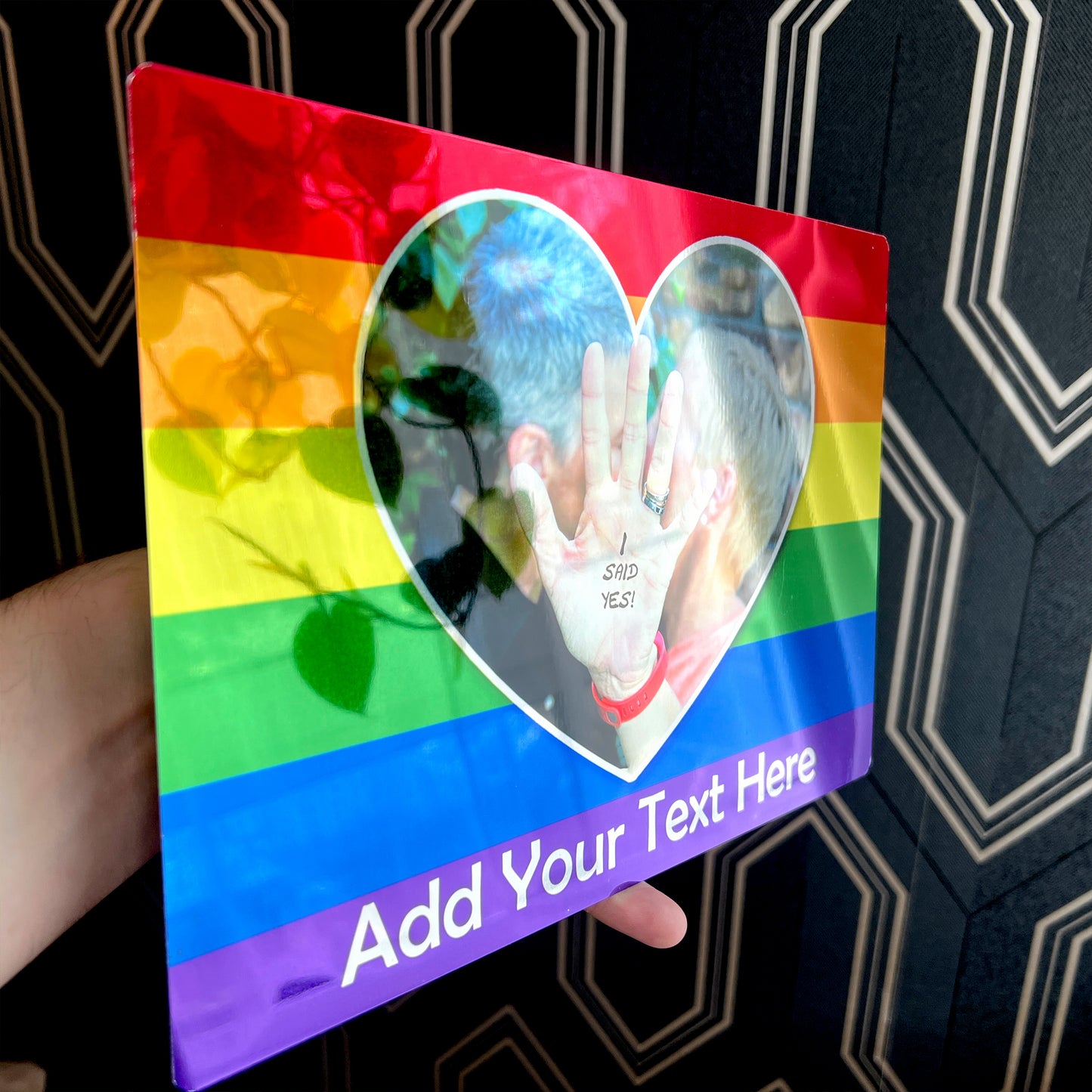 Pride Mirror Metal Rainbow Flag (Foto &amp; Text) Spiegel-Finish-Schild