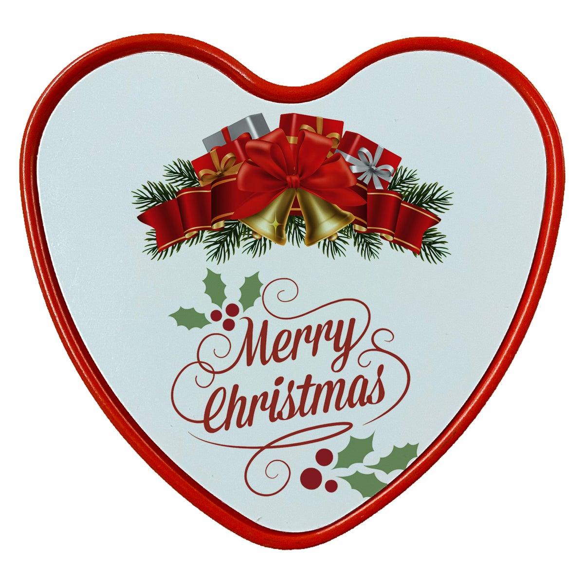 ShopQuality4U Merry Christmas Heart Tin Red Heart Shaped Tins With Scented Rose Candle for him or her
