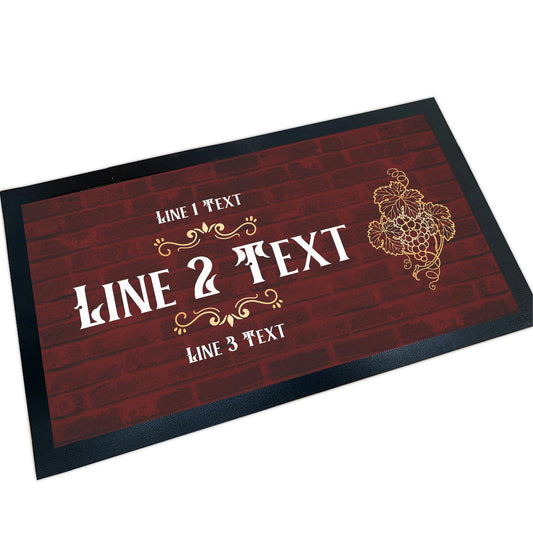 ShopQuality4U Bar Runner Gripped Rubber Backing 44 x 25cm (17.3 x 9.8'') Bar Mat Personalised Bar Runner Grapes / Vinery Design Add Own Text