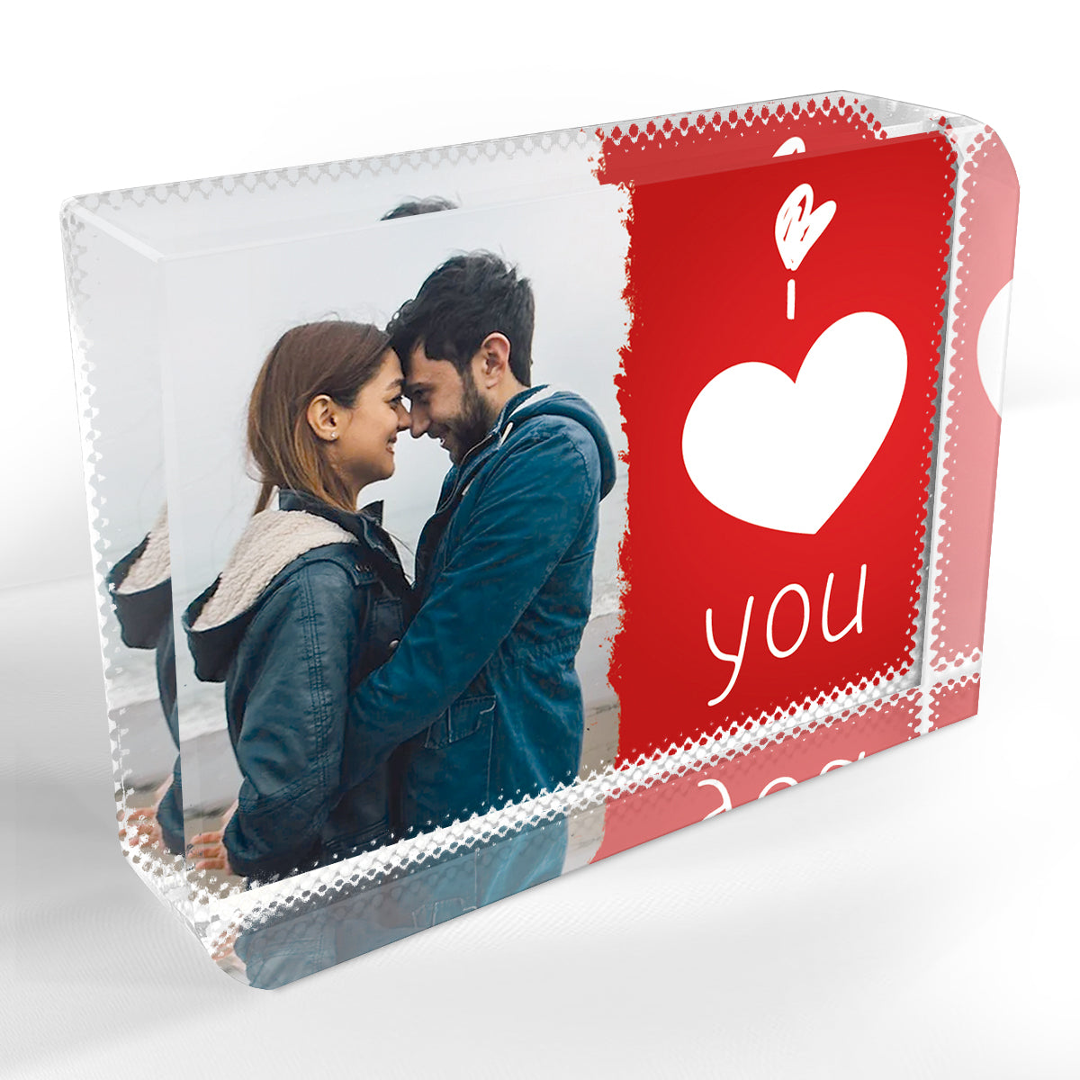 ShopQuality4U Your Picture I Love You Big Love Heart Personalised Printed Crystal Block