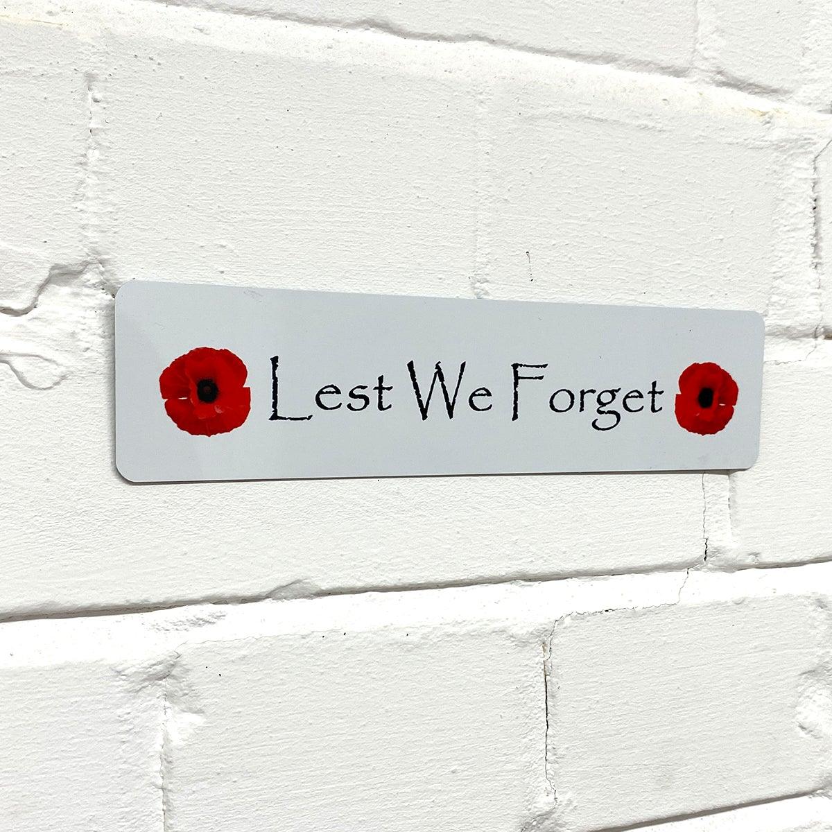 Military Poppy Lest We Forget Printed on Metal Aluminium Plaque (20x5 cm, 7.8x2 inches) - shopquality4u