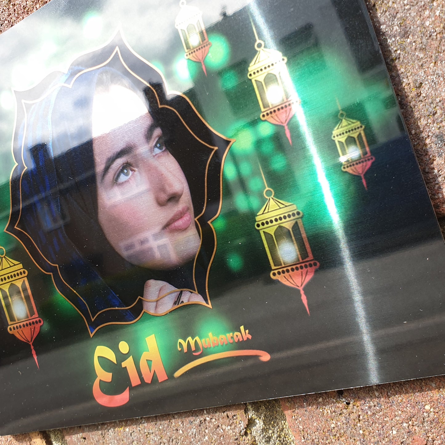Personalised Eid Mubarak Mirror Metal Sign - Add Your Custom Photo