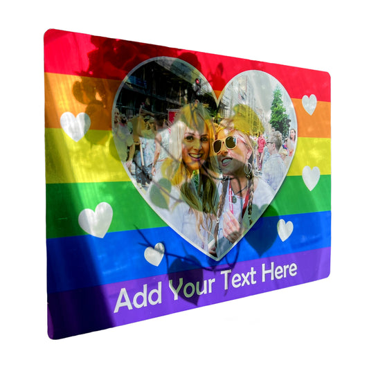 Pride Mirror Metal Rainbow Flag (Foto &amp; Text) Spiegel-Finish-Schild