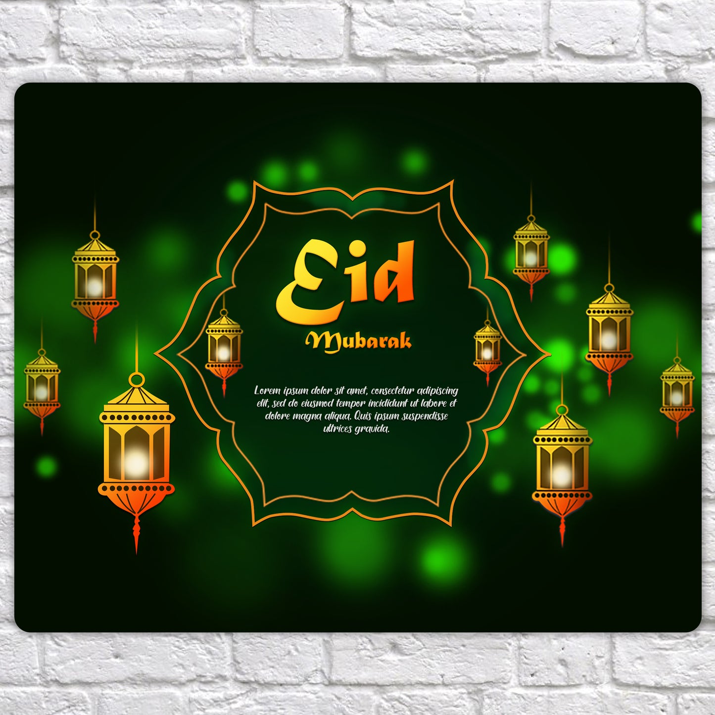 Personalised Eid Mubarak Mirror Metal Sign - Add Your Custom Text