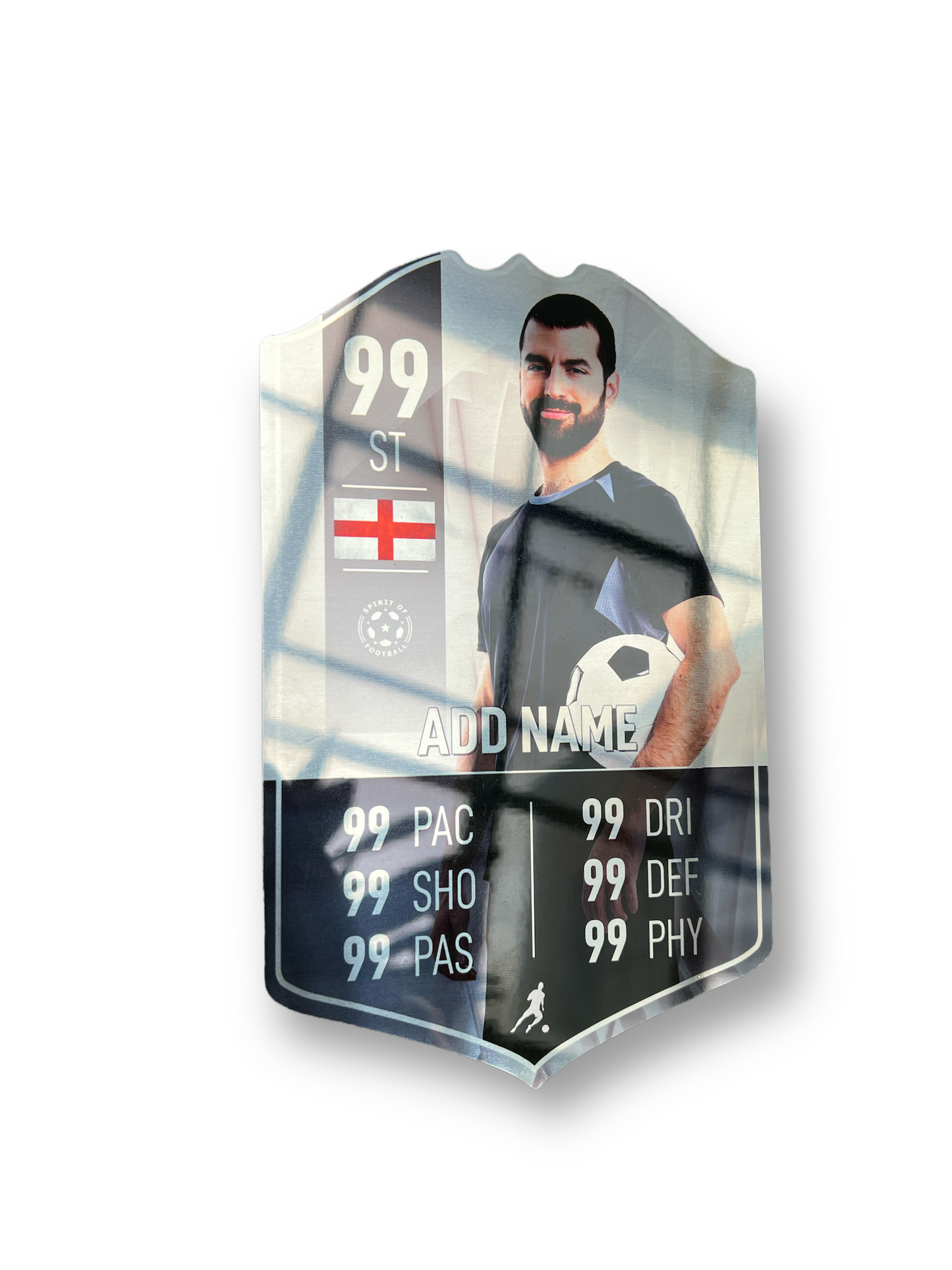 White Mirror Football Card Player Stats Shield