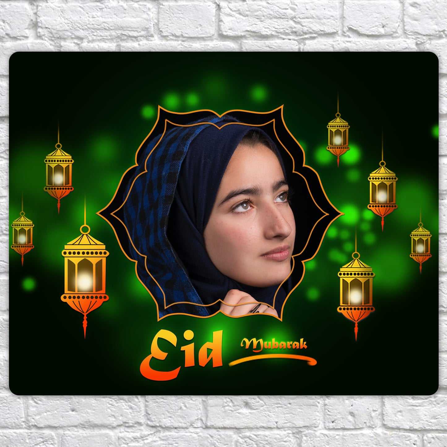 Personalised Eid Mubarak Mirror Metal Sign - Add Your Custom Photo