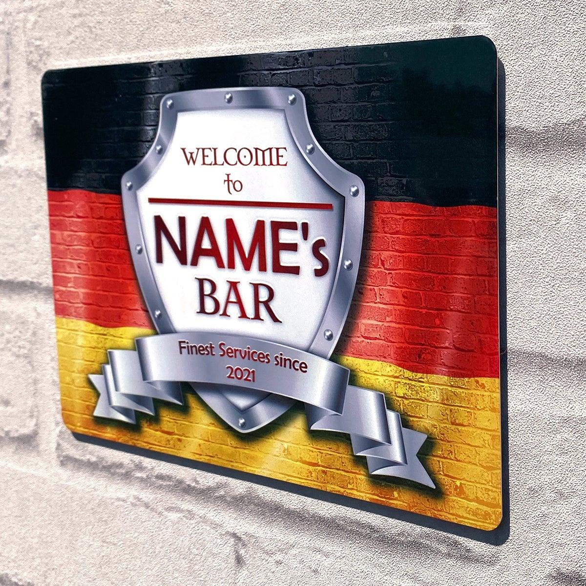 Personalised Bar Sign - Germany German Flag Printed Metal Sign Bar Add Name - shopquality4u