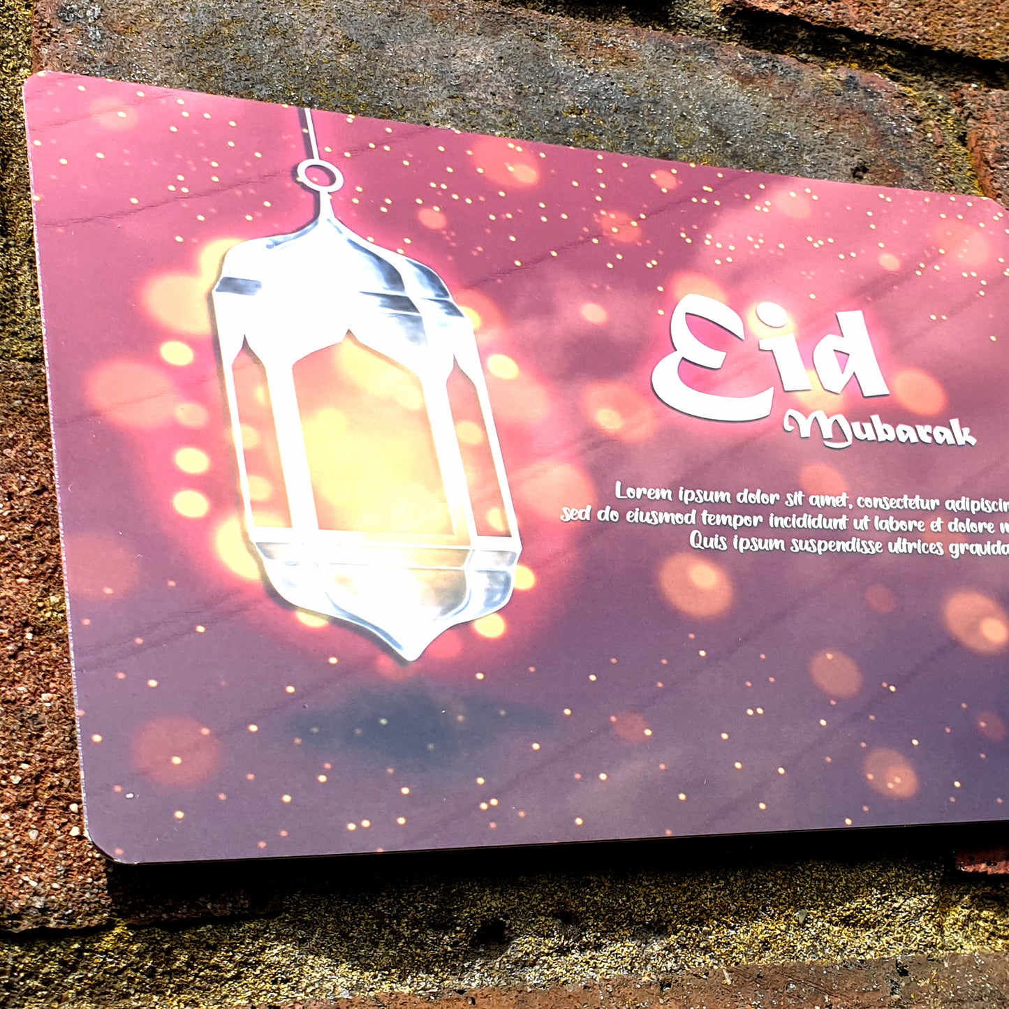 Personalised Eid Mubarak Mirror Metal Sign One Lantern Mirror - Add Your Custom Text