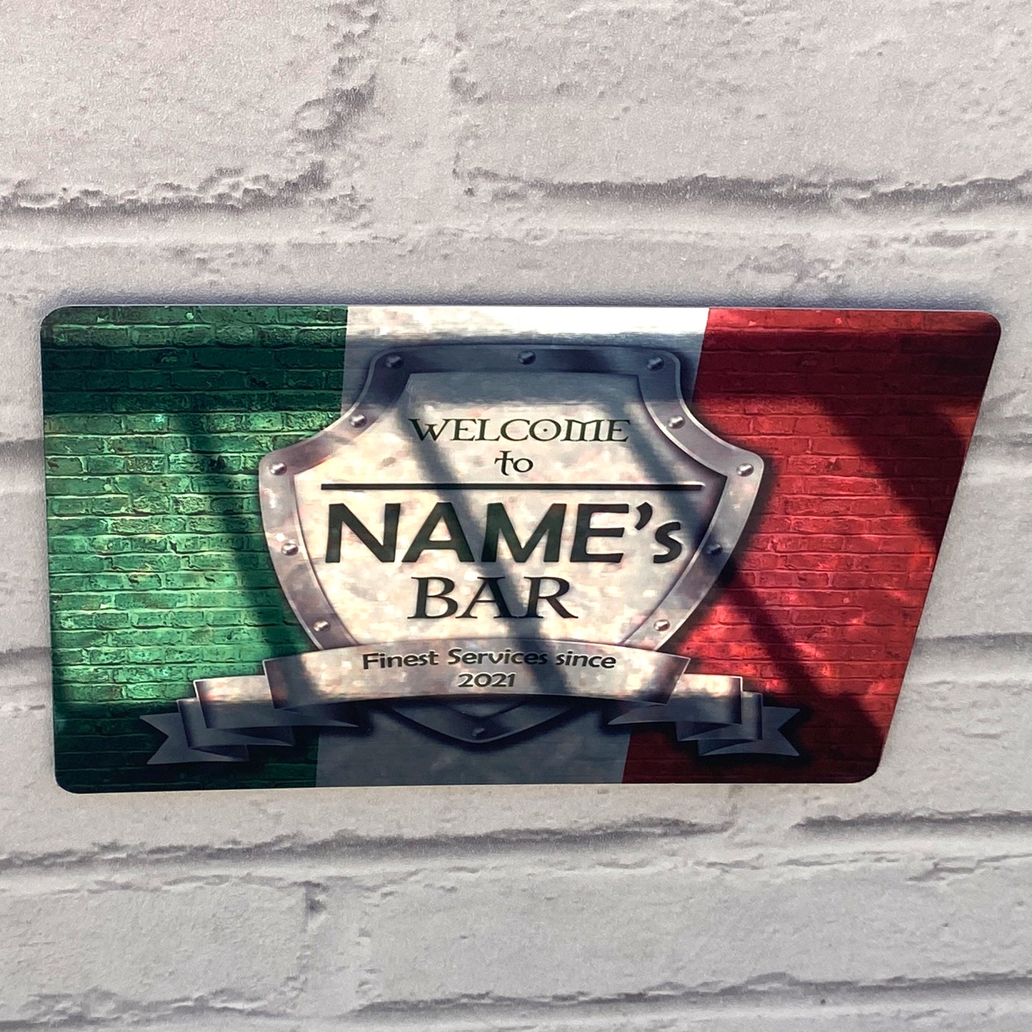 Italian Flag Mirror Finish Sign