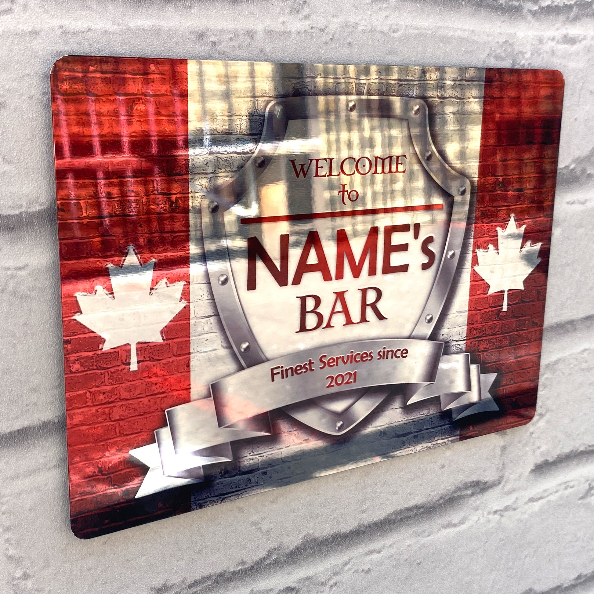 Personalised - Canada Canadian Flag Metal Mirror Sign 