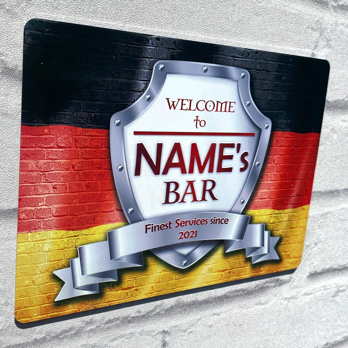 Personalised Bar Sign - Germany German Flag Printed Metal Sign Bar Add Name - shopquality4u