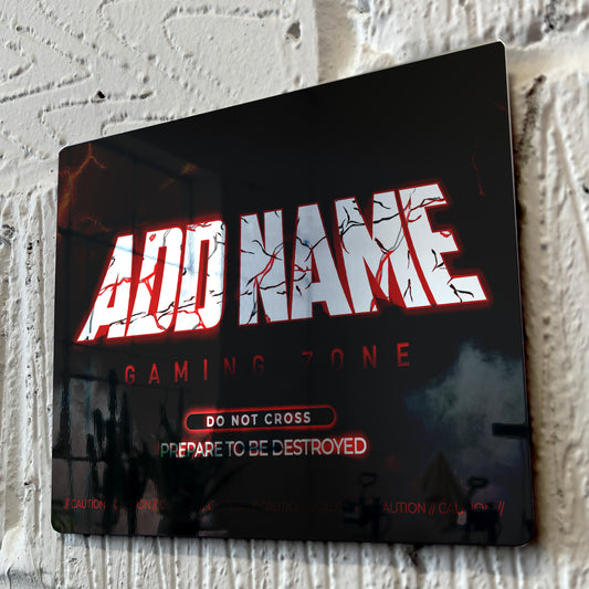 Personalised Metal Mirror Gamer Sign - Gaming Zone Magma - shopquality4u