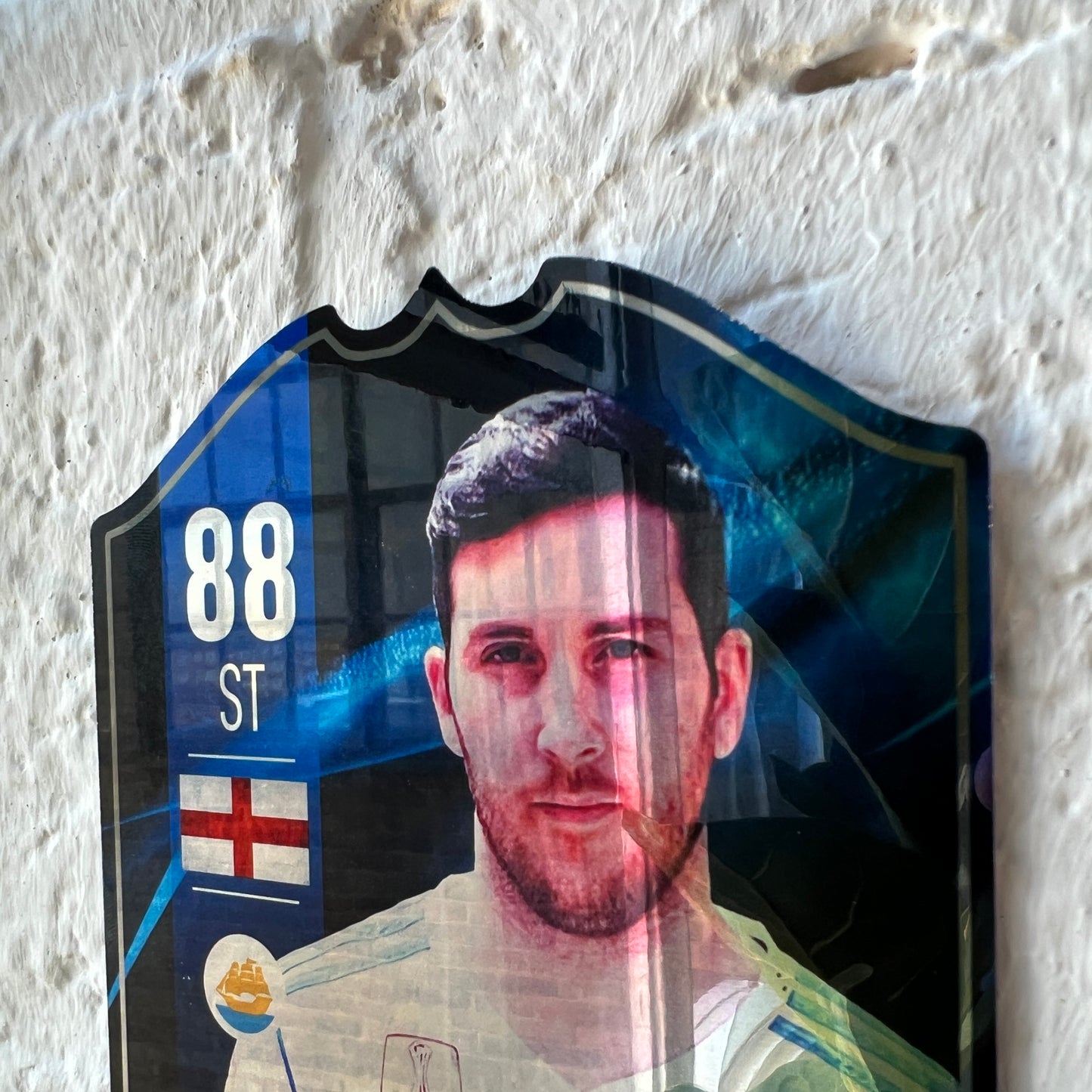 Blue Mirror Football Card Player Stats Shield