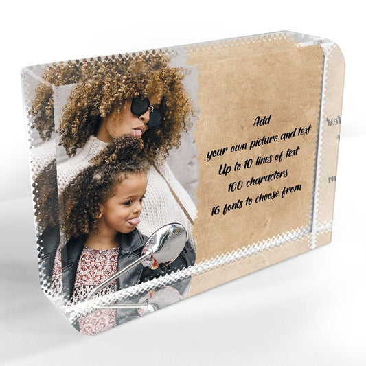 ShopQuality4U Full Personalised with Your Picture and Text Personalised Printed Crystal Block
