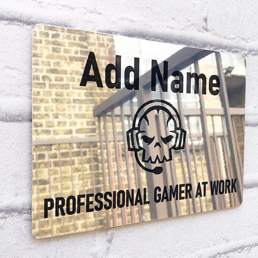 Personalisiertes Metallspiegel-Gamer-Schild – Pro Gamer