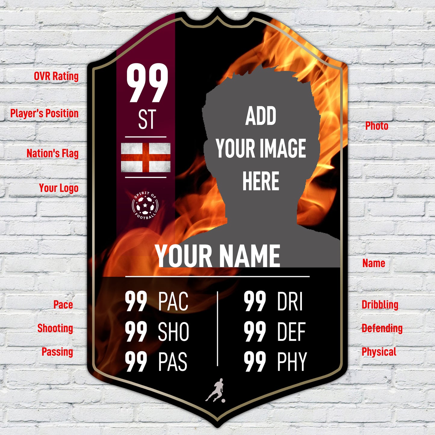 Fire Background Football Stats Shield