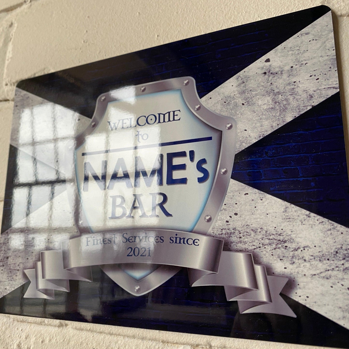 Personalised Bar Sign - Scotland Scottish Flag Printed Metal Sign Bar Add Name - shopquality4u