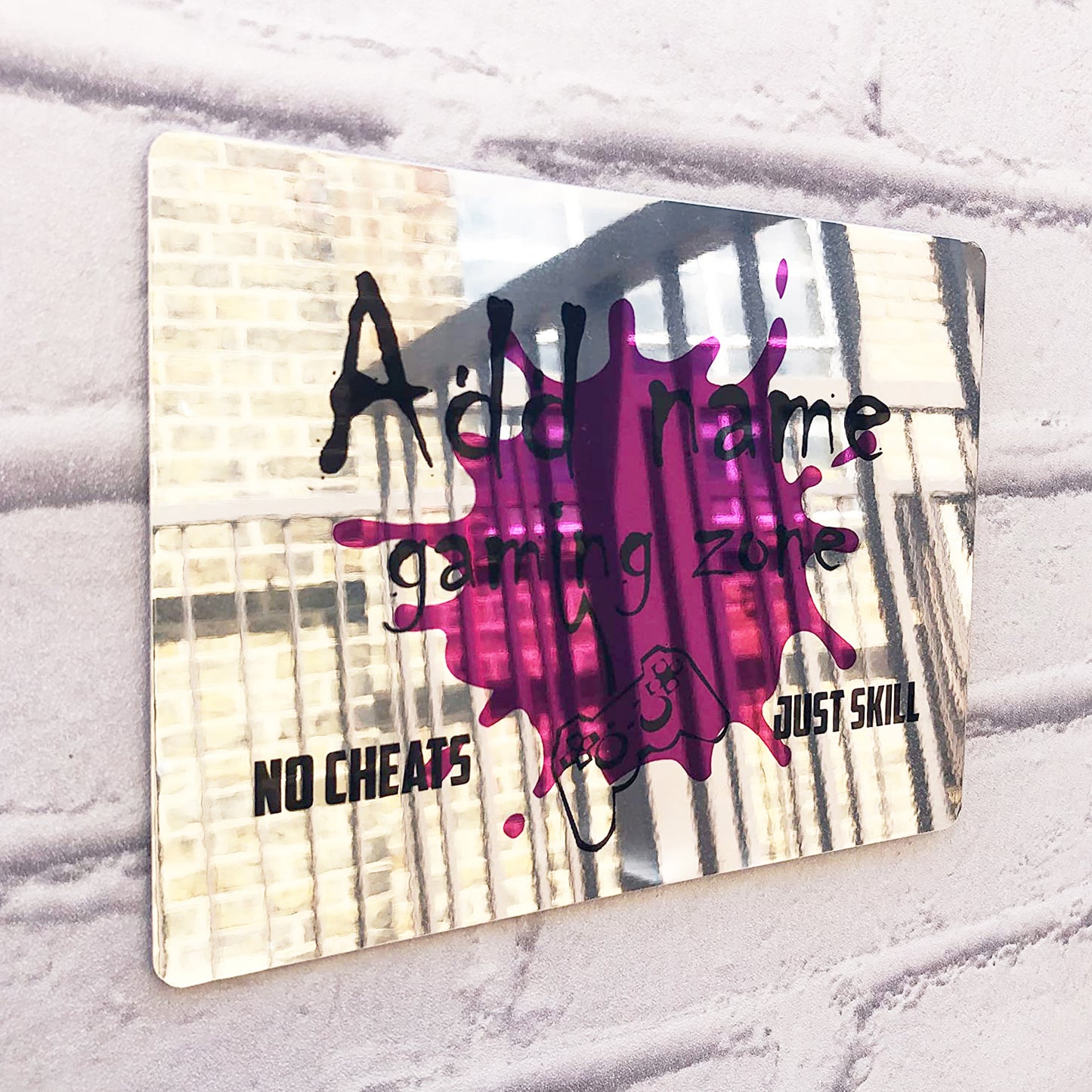 Personalised Metal Mirror Gamer Sign - Splat Gaming