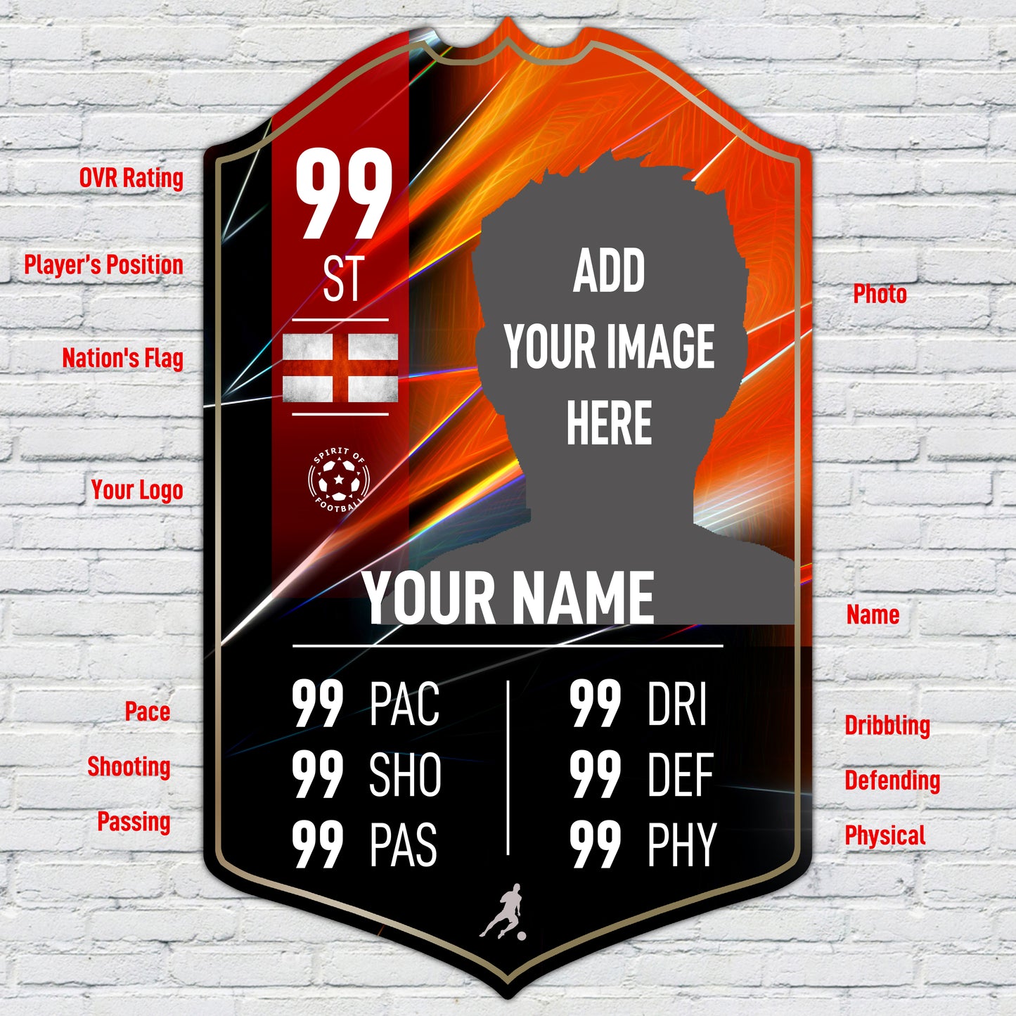 Red Background Football Stats Shield