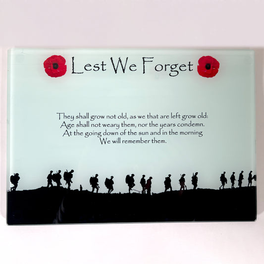 Chopping Board (Glass Worktop Saver) Military Poppy - Lest We Forget Design - Printed on Tempered Glass