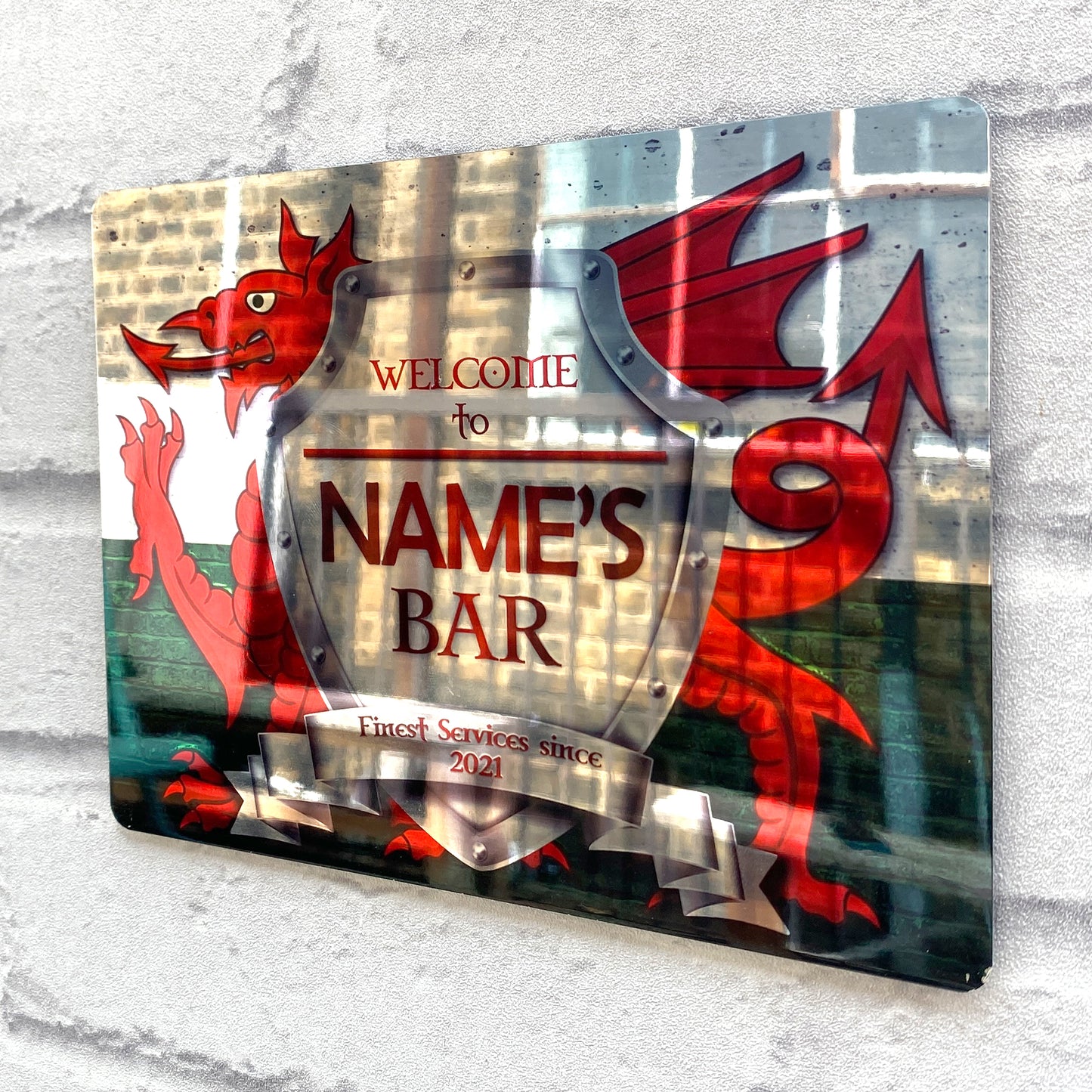 Welsh Flag Mirror Finish Sign