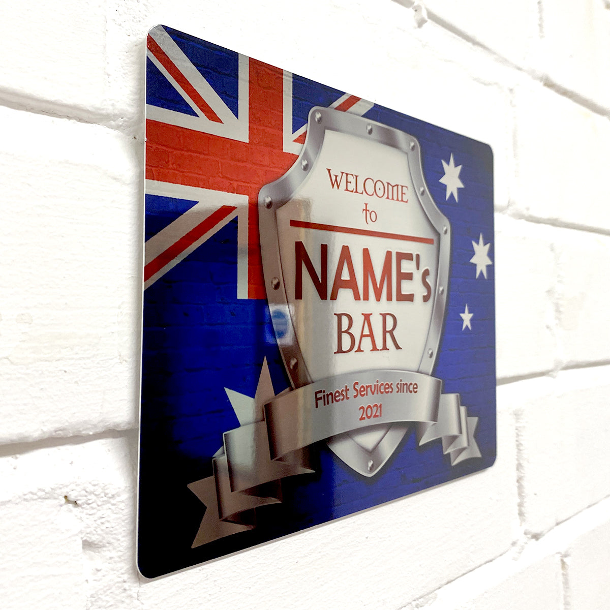 Personalised - Australia Australian Flag Metal Mirror Sign  