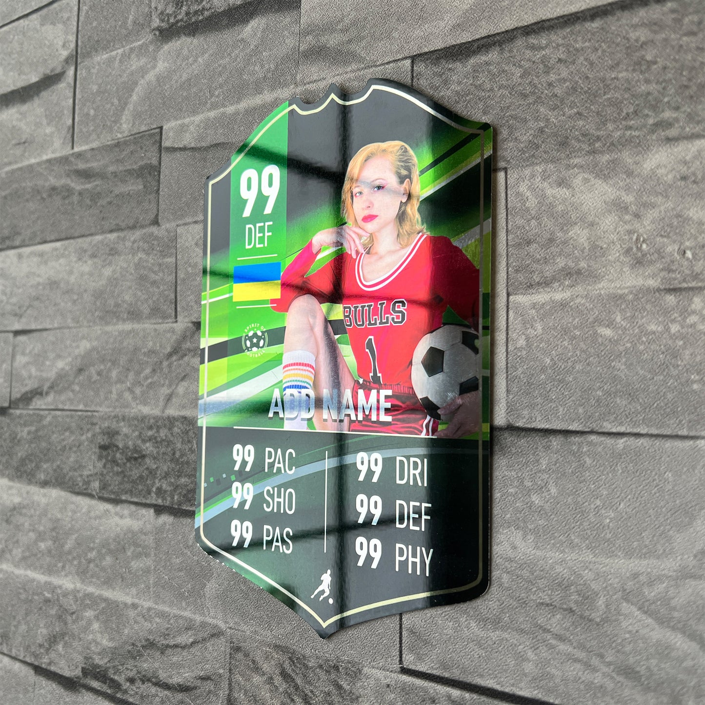 Green Mirror Football Card Player Stats Shield