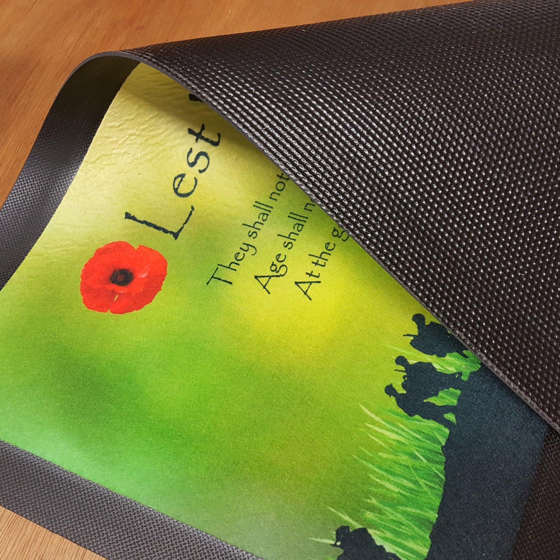 Personalised Bar Runner 44 x 25cm (17.3 x 9.8") Bar Mat Lest We Forget Military Poppy Green Background - shopquality4u