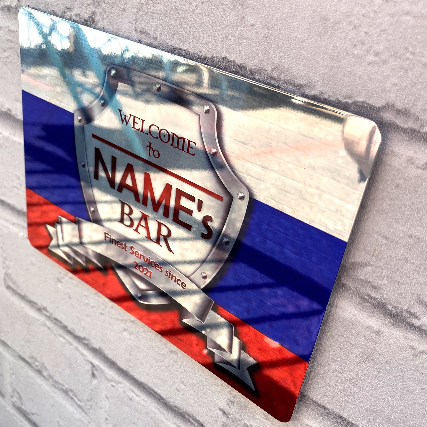 Russian Flag Mirror Finish Sign - shopquality4u